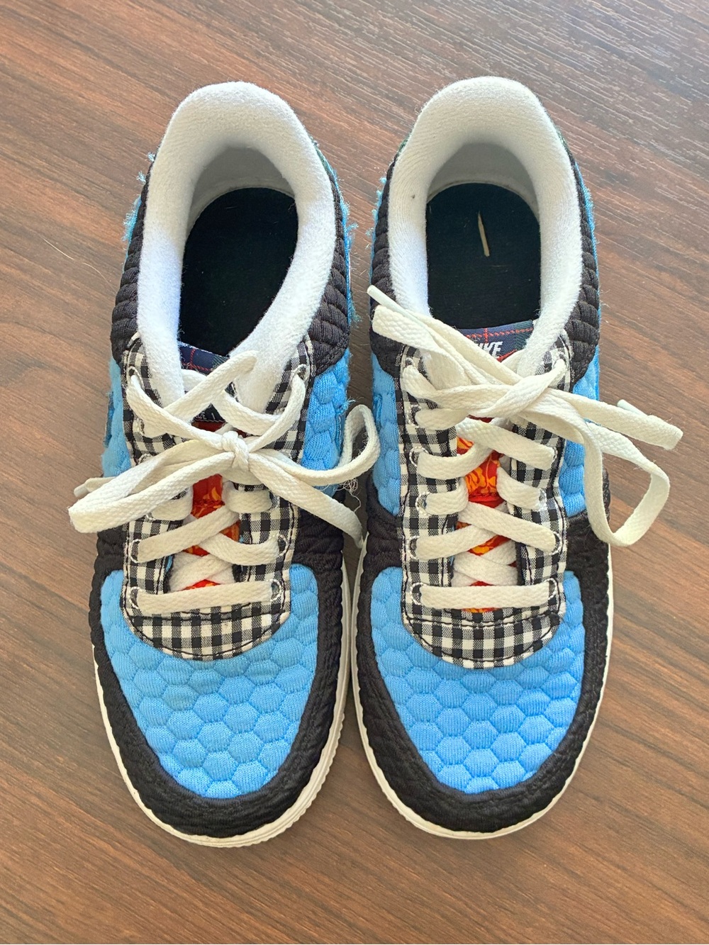 Nike Kids Blue and Black Quilted Gingham Accent Sneakers